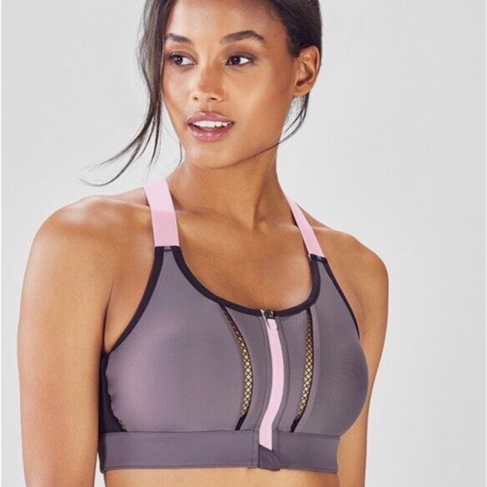 EUC FABLETICS ZOE High Support Impact Front Zip Sports Bra  Women’s Size Mrdium